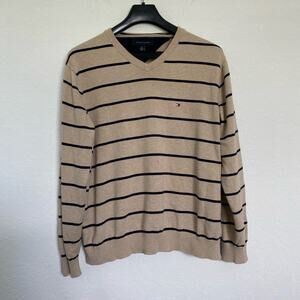 Tommy‎ Hilfiger Striped V-neck Pullover Sweater Large